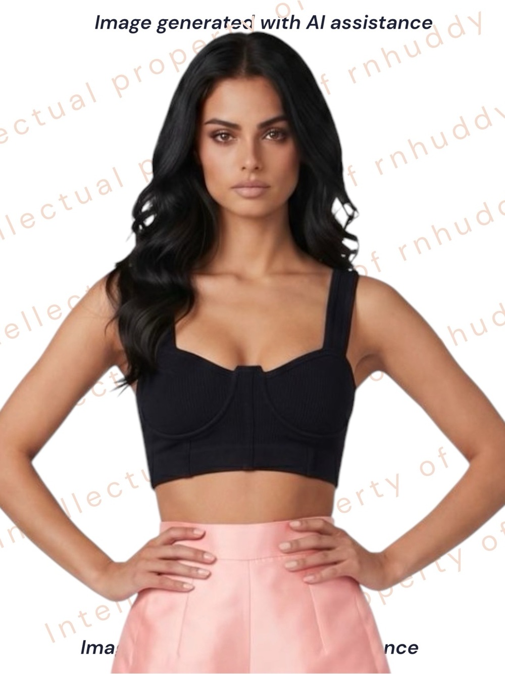 Dynamic OS black rib seamless underwire bustier crop top